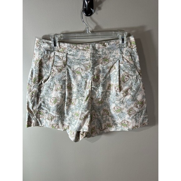Happy x Nature Kate Hudson Shorts Womens Beige FloralButton Fly Size 6 NEW